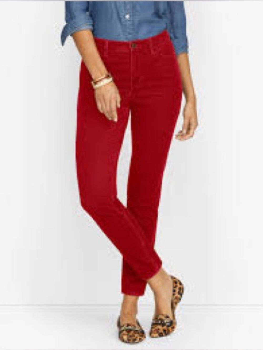 Talbots Red Corduroy Straight Leg Pants Sz 12